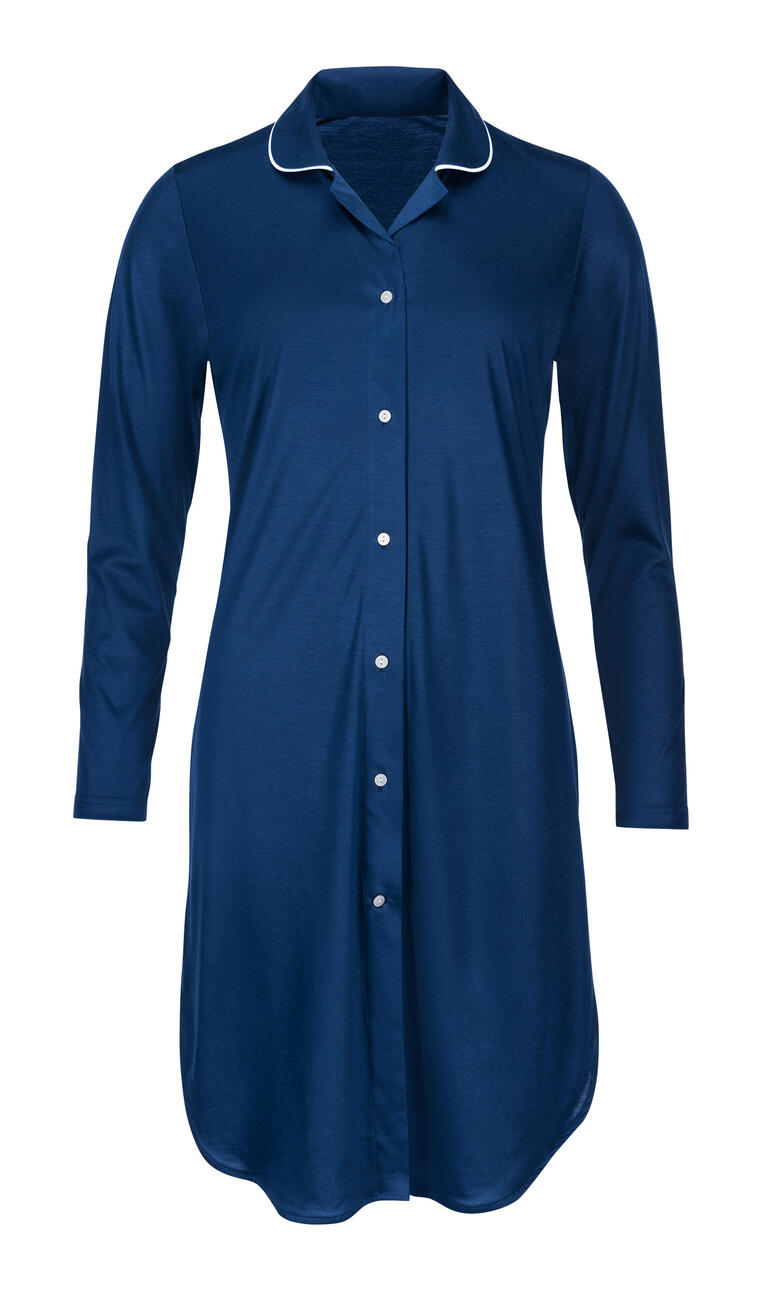 Chemise de nuit bleue avec boutons vue de face