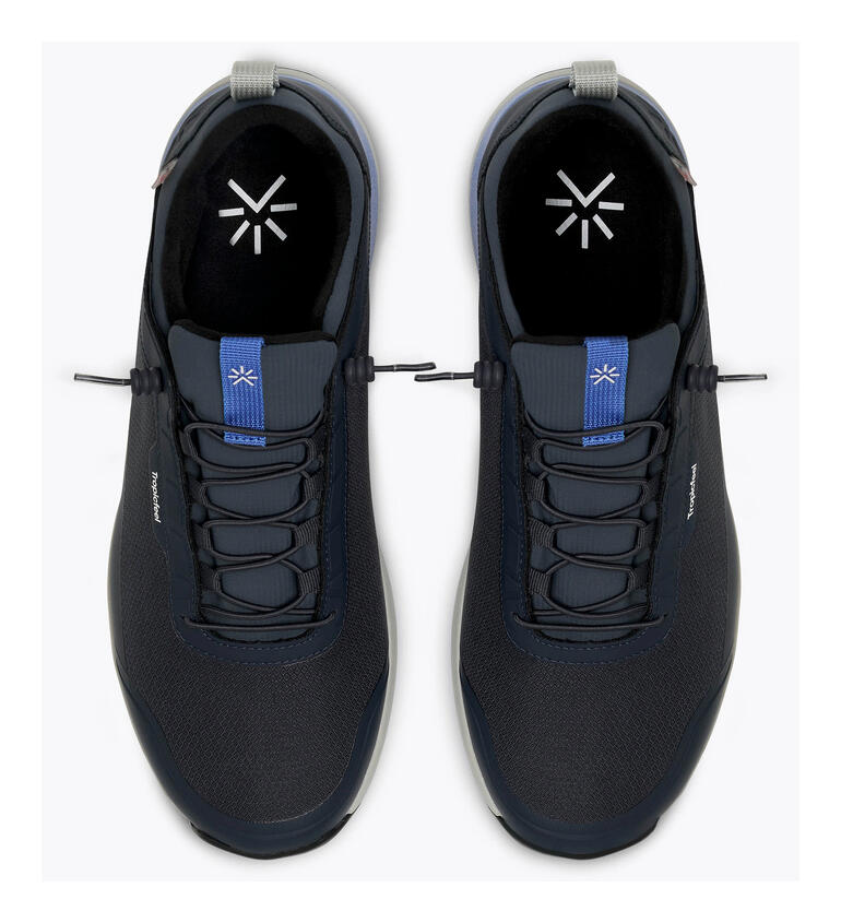 Marine Vue de dessus des baskets Tropicfeel en bleu foncé avec des accents bleus.