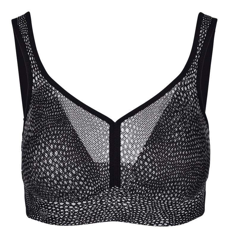 Soutien-gorge de sport gris/noir avec bretelles larges et soutien du cou