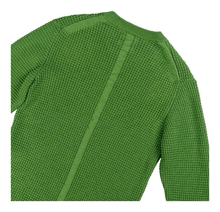 Vert pomme Pull en maille verte avec un motif texturé, vue de dos.