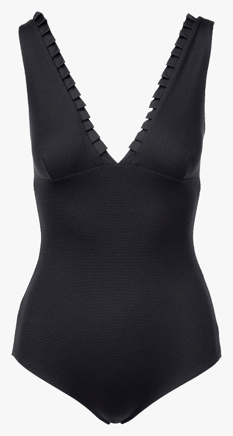 Maillot de bain réversible Mymarini Piqué en noir structuré avec décolleté en V