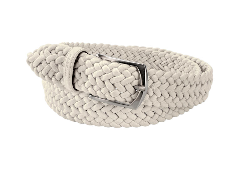 Homme, Blanc Ceinture en cuir tressée élastique blanche