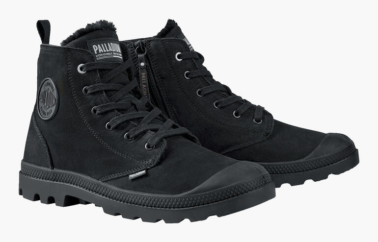 Botte d'hiver noire Palladium avec lacets et fermeture éclair latérale, taille 41