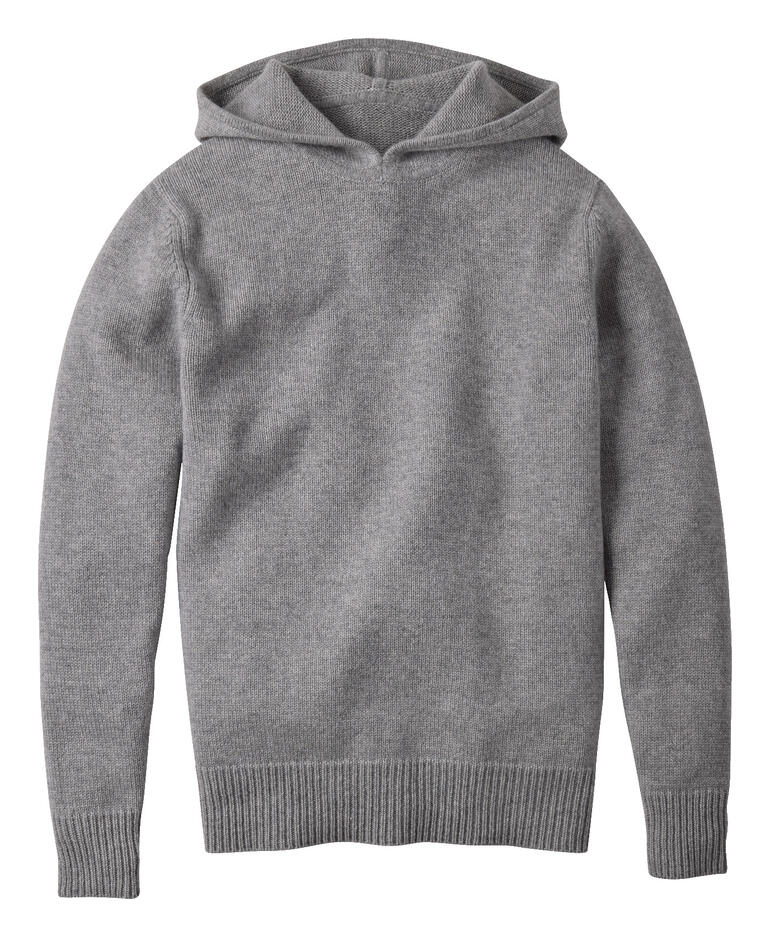 Sweat à capuche Boiled Cashmere Junghans 1954, homme - Le sweat à capuche en cachemire bouilli à la coupe surdimensionnée tendance. Sweat à capuche H en cachemire bouilli gris sur fond clair