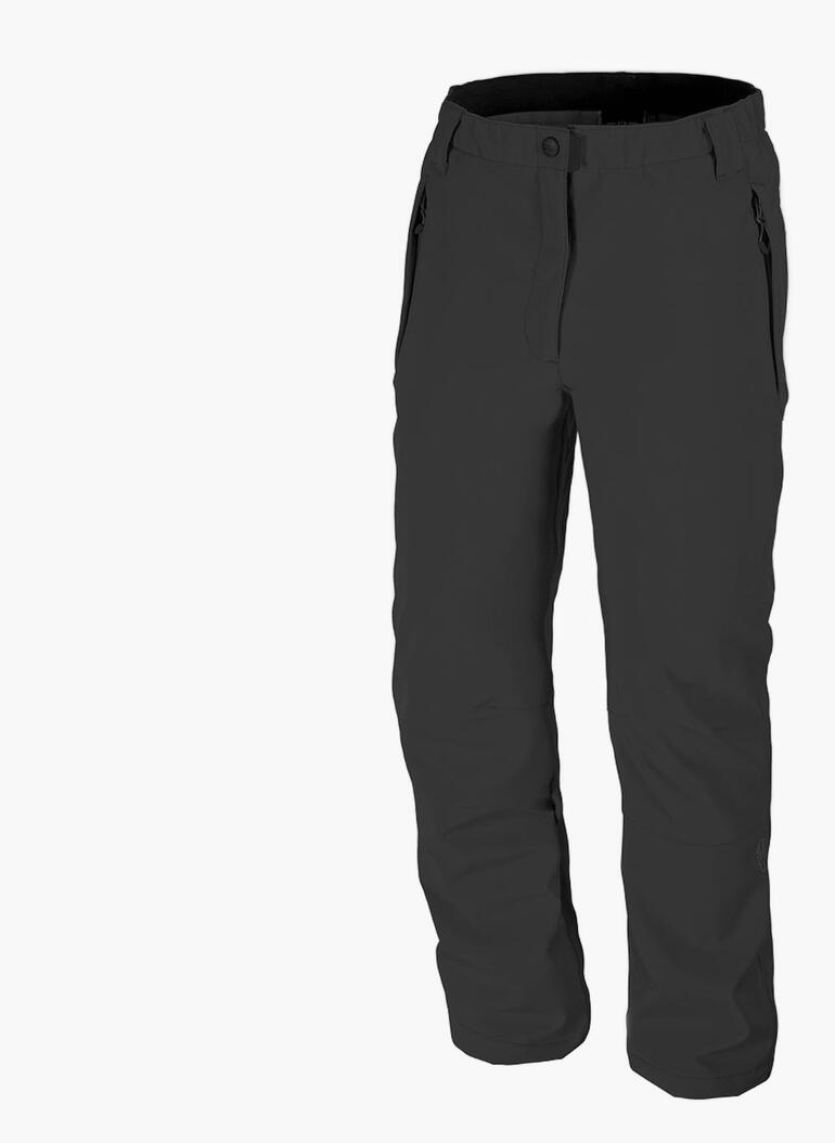 Pantalon softshell noir confortable, sur fond blanc.