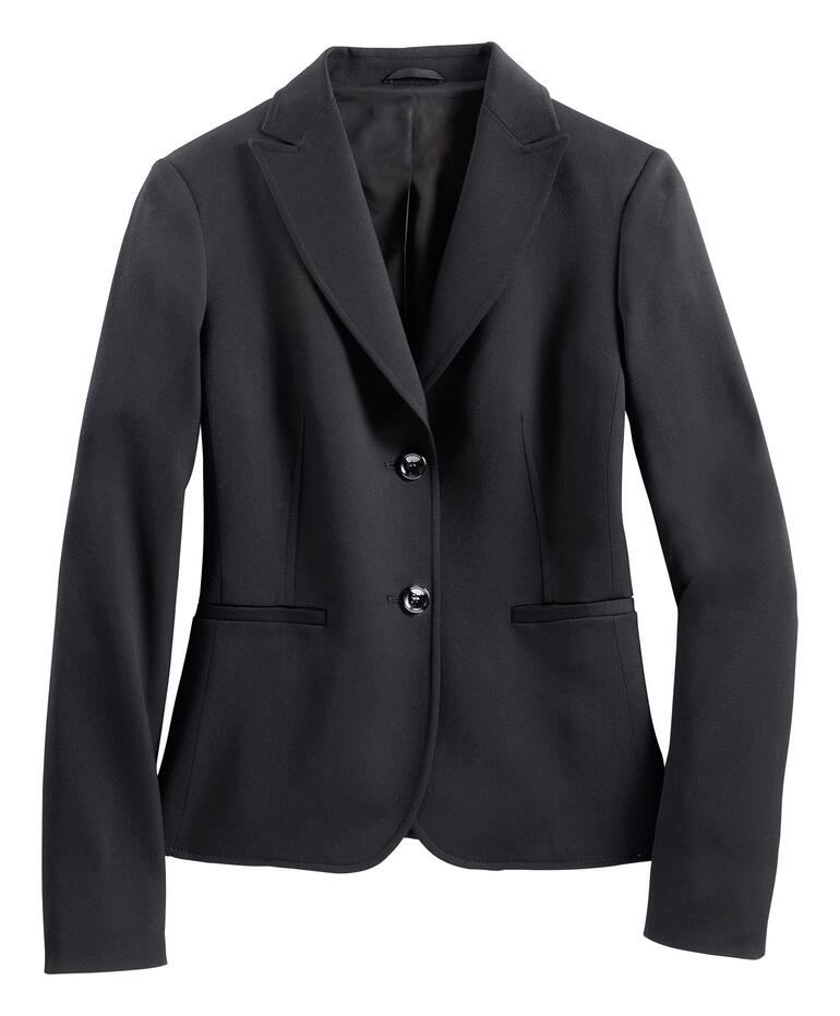 Blazer noir en tissu texturé.