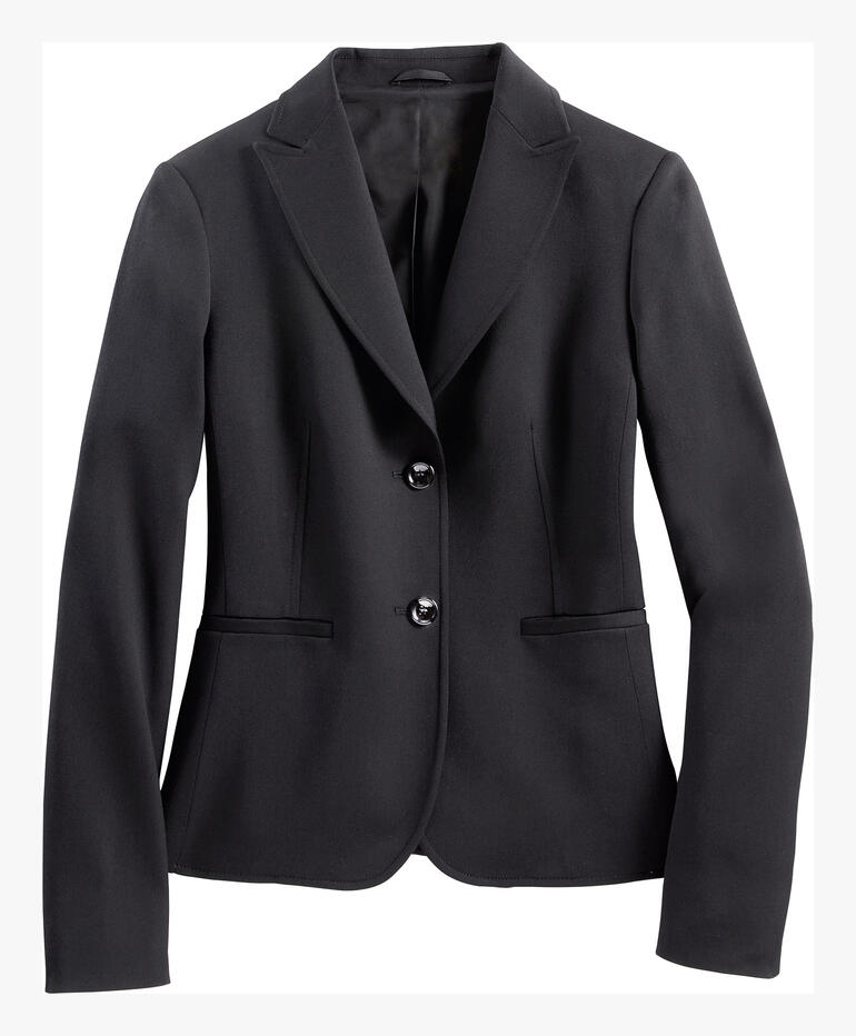 Blazer noir en tissu texturé.
