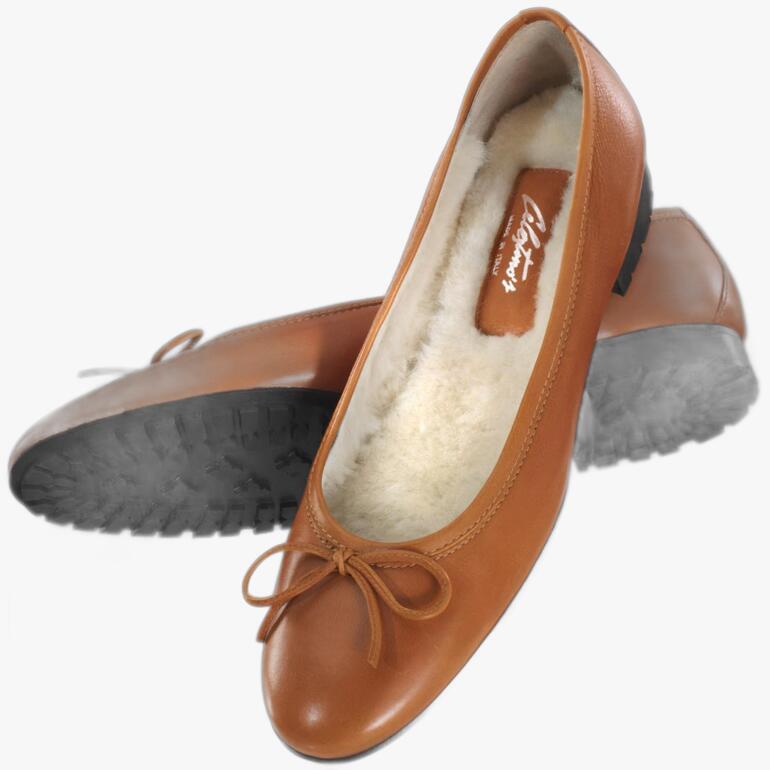 Ballerine en laine d'alpaga Casanova en marron, vue détaillée de dos.