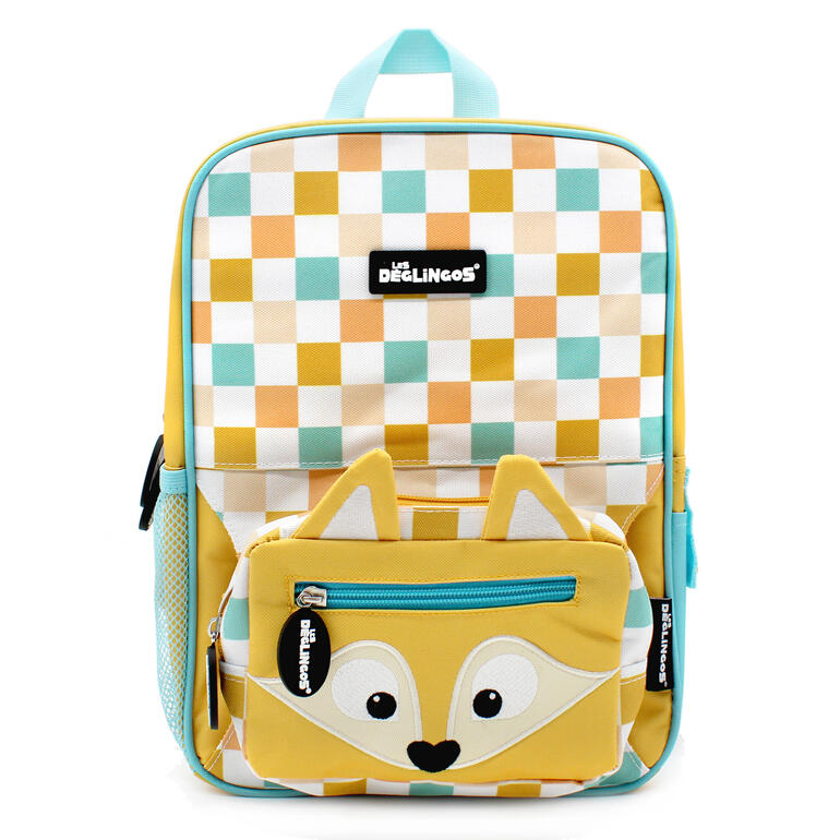 Sac à dos pour enfants 2-en-1 coloré avec poche ventrale, design animal.