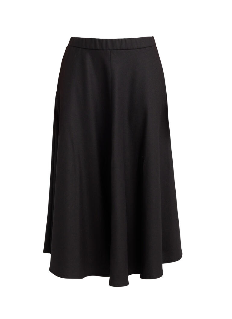 Jupe en laine noire évasée en ligne A.