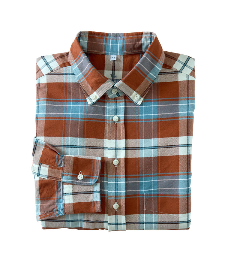 Chemise à carreaux pliée Royal Oxford en rouge et bleu, taille 41.