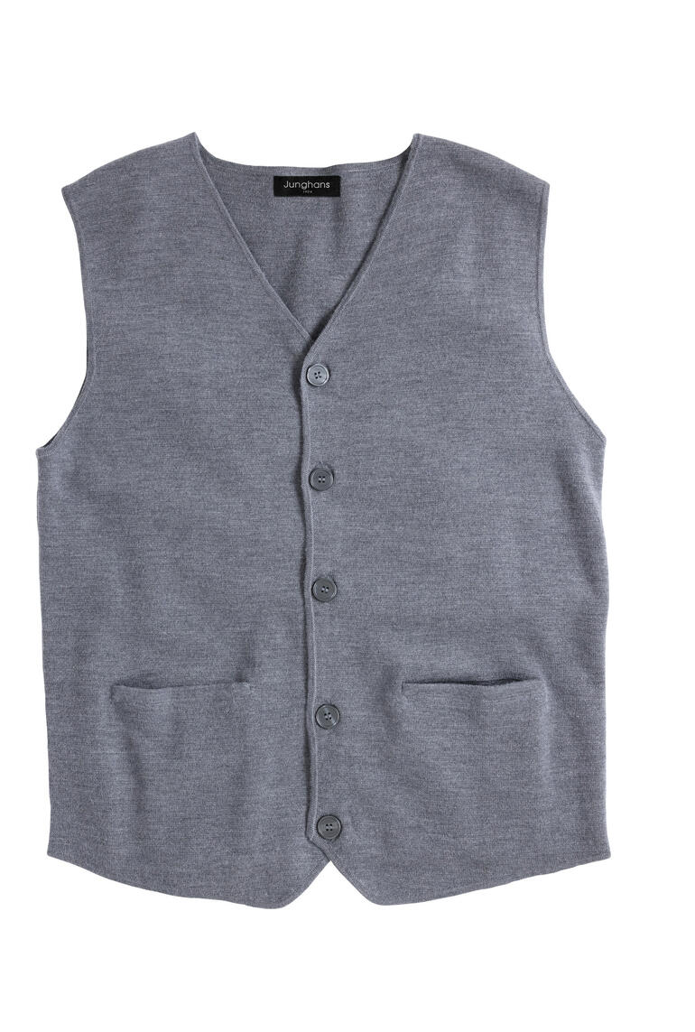 Gilet Milano gris avec boutons et deux poches.
